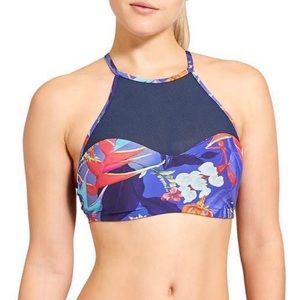 Athleta lucia floral mesh bikini top, size medium